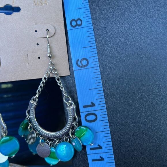 Silver/Blue Green Dangle Erica Lyons Fashion Earrings $16ea / 3 for $25 - Picture 3 of 9